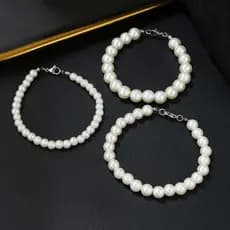 Pulseiras de Pérolas de Vidro Brancas de 6/8/10mm, Pulseiras de Resina 2022, Pulseiras de Contas Elásticas Feitas à Mão