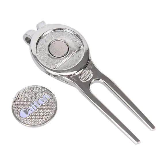 Golf Accessories Heavy-duty Silver Putting Green Fork Zinc alloy Golf Divot Tool Golf Marker Pitch Ball Fork Golf Pitchf