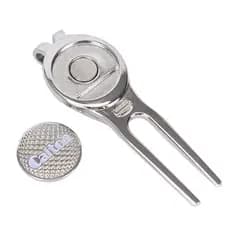 Golf Accessories Heavy-duty Silver Putting Green Fork Zinc alloy Golf Divot Tool Golf Marker Pitch Ball Fork Golf Pitchf