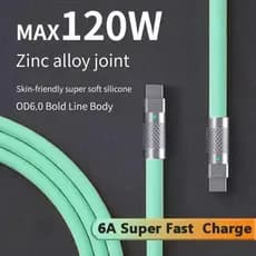 Cabo de Silicone Líquido Tipo C PD de 120W 6A para Carregamento Super Rápido, Cabo USB de 1M 2M, Cabo Carregador USB C p