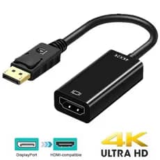 Adaptador Conversor DisplayPort para HDMI compatível com 4K, Adaptador de Cabo DisplayPort Macho para Fêmea para TV HD,