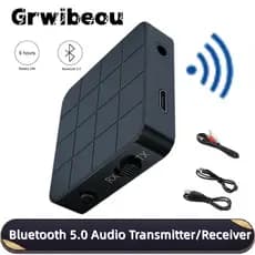 KN321 Adaptador Dongle Sem Fio 2 em 1 Bluetooth 5.0 Transmissor Receptor de Áudio com Conector RCA 3.5MM AUX para Carro,