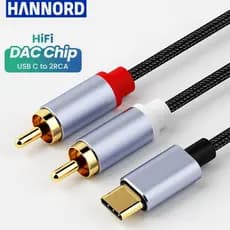 Adaptador de Cabo de Áudio Hannord USB C para 2 RCA, Divisor Y Tipo-C para RCA, Cabo AUX para Home Theater, Amplificador