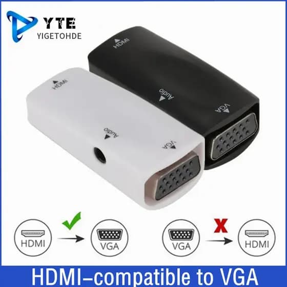 Cabo Adaptador HDMI para VGA 1080P Fêmea para Fêmea, Conversor de Áudio e Vídeo para PC, Laptop, HDTV, Computador, Proje