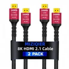 MIZIQIER Pacote com 2 Cabos HDMI 2.1 8K de Alta Velocidade 48Gbps, Cabo Trançado HDMI - Compatível com 8K60Hz 4K120Hz pa