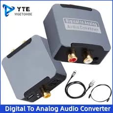 Conversor de Áudio Digital para Analógico DAC, Entrada Óptica SPDIF Toslink Coaxial para Saída Amplificador de Fone de O