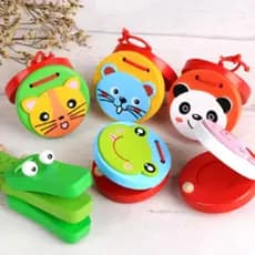 Castanholas de Madeira com Desenhos Animados para Crianças, Instrumentos Musicais, Brinquedos Educativos para Crianças