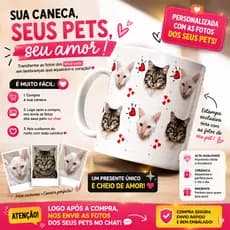 Caneca Personalizada com Carinha do Seu Pet Caneca Pet Presente para Quem Ama Cachorros e Gatos Caneca