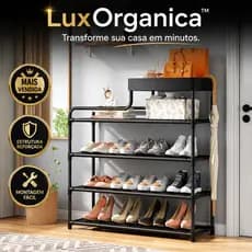 LuxOrganica™ Organizador Multiuso 4 Prateleiras com Porta-Bolsas | Estante Organizadora Premium para Casa e Apto
