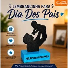 Escultura Pai e filho(a) | Presente Lembrancinha Dia Dos Pais |  Mini Troféu Para Pai Personalizado Preto e Azul