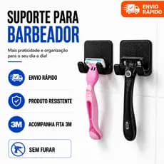 Suporte Para Barbeador Porta Gilete Aparelho de Barbear Prestobarba Parede Sem Furos Fita 3M