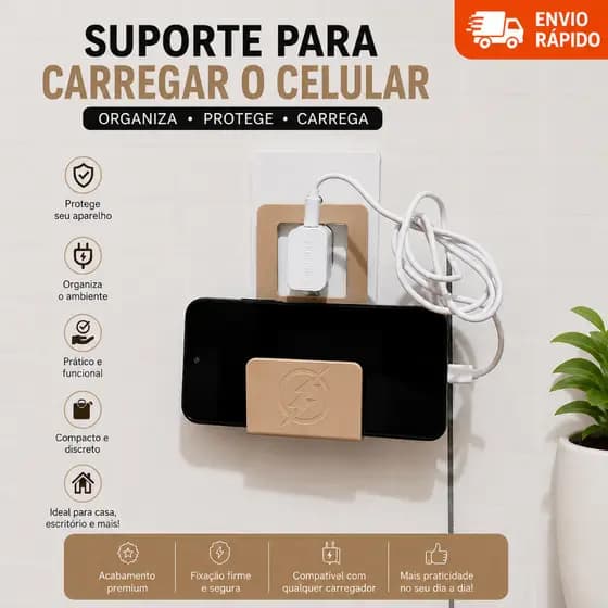 Suporte Para Carregar o Celular na Tomada Suporte de Parede Para Celular Suporte Universal Carregador de Celular