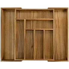 Organizador De Gaveta De Cozinha De Acácia De Luxo-Talheres-Porta-Utensílios E Bandeja Com Divisórias Ranhuradas Para (8