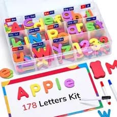 Kit De Letras Do Alfabeto Magnético Para Sala De Aula Gamenote 238 Unidades Com Placa Magnética Dupla Face-De Espuma Cri