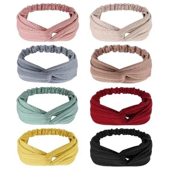 AQOKKA Tiaras Elásticas Com Nó Para Mulheres , Padrão De Trigo , Faixa De Cabelo Feminino , Antiderrapante , Boho , Aces