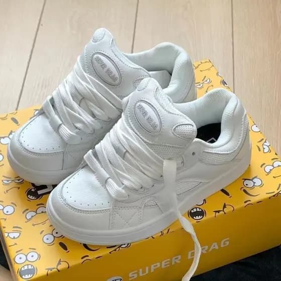 Ant City SUPERDRAG Pão Sapatos Original Niche Retro Low-Top Casual White Sneakers for Women XQWF GOWV