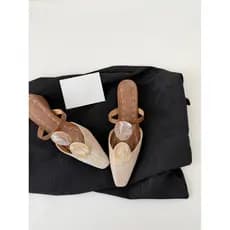[Produtos prontos para entrega no mesmo dia] Sapatos Muller de palha com fivela âmbar para férias 2026 Verão novo estilo