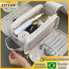 VITTA Bolsa de cosméticos multifuncional feminina de grande capacidade portátil pincel de maquiagem bolsa de armazenamen
