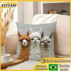VITTA bonito Alpaca fronha 2D impressão plana imitação bordado fronha núcleo-livre sofá capa de almofada decoração para