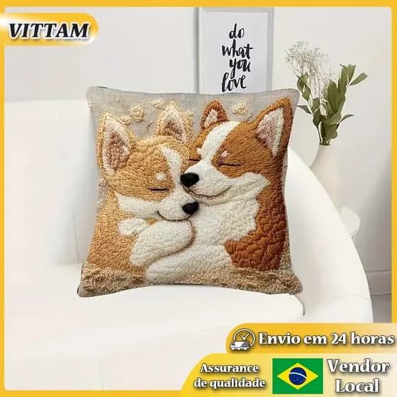 VITTA bonito cão curto pelúcia fronha cama capa de almofada imitação malha impressão carro escritório almofada cintura s
