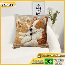 VITTA bonito cão curto pelúcia fronha cama capa de almofada imitação malha impressão carro escritório almofada cintura s