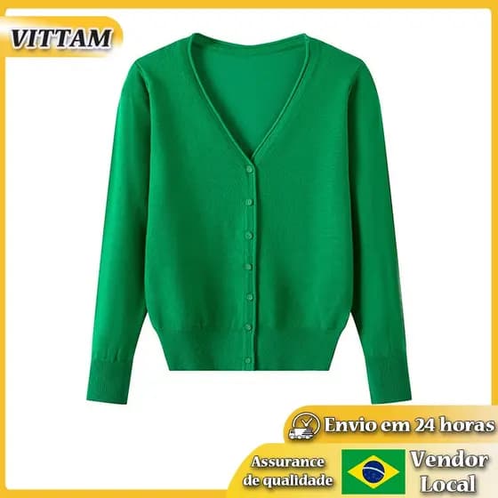 VITTA malha algodão Cardigan Plus Size jaqueta feminina primavera outono solto mais magro olhar camisola xale feminino
