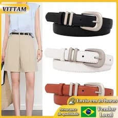 VITTA novo estilo cinto feminino All-Match moda pu branco cinto feminino pino fivela simples