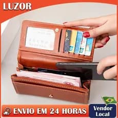 Carteira ins feminina high-end carteira longa feminina high-end Retro zíper grande capacidade bolsa de moedas feminina