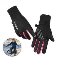 Luvas infantis de inverno com forro de lã, quentes e à prova de frio, compatíveis com tela sensível ao toque, antiderrap