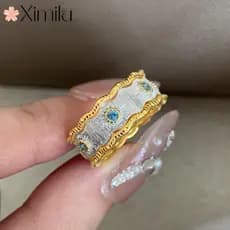 ❤ Design Original versão ampla separação de cores escovado anel feminino nicho moda luz luxo presente masculino