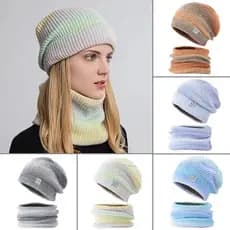 2 Pçs/Set Casual Outono Inverno Chapéu Quente Ao Ar Livre De Malha Versão Gradiente Cor Lã Engrossado Proteção De Ouvido