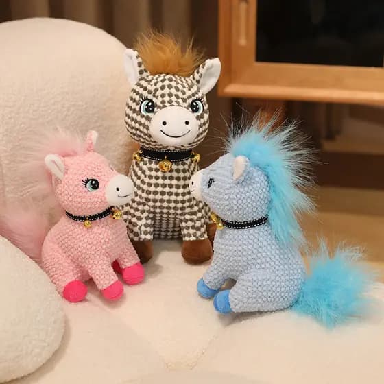 Novo Bonito Sino Pônei Boneca De Pelúcia Ano Do Cavalo Zodíaco Mascote Brinquedo Decoração Para Casa Ornamento Presente