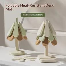 Trivet De Silicone Em Forma De Árvore , Estoque Pronto , Com Suporte De Armazenamento , Resistente Ao Calor , Antiderrap