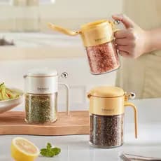 Estoque Pronto Frasco De Tempero De Vidro De Qualidade Alimentar Recipiente De Especiarias À Prova De Umidade De Silicon