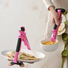 Estoque Pronto 2 Em 1 Levantador De Placa Anti-Escaldadura Silicone Antiderrapante Tigela Pinça Dobrável Com Fechadura C