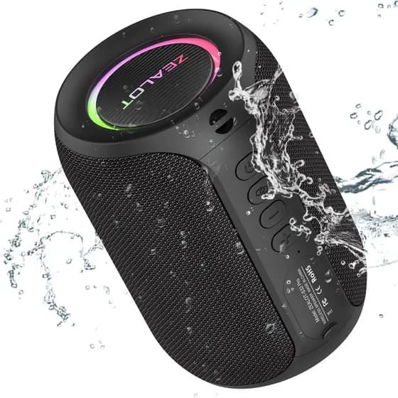 Caixa de som Bluetooth portátil ZEALOT com USB, caixa de som externa à prova d'água IPX6, caixa de som sem fio de 15W ad