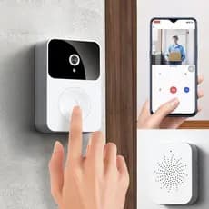 Campainha de vídeo inteligente, campainha de vídeo sem fio com ClearChime, imagem em alta definição 2K e alarme antirrou