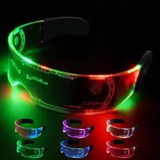 Óculos luminosos modelo 2026, estilo cyberpunk, 7 cores, viseira LED com 4 modos, óculos futuristas para festas de cospl