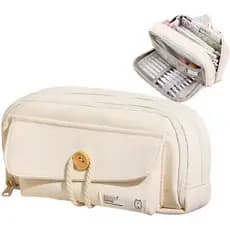 Porta-lápis de Corda de Algodão Estilo Minimalista – Estojo de Lápis Multicamadas de Grande Capacidade, Bolsa de Lápis d