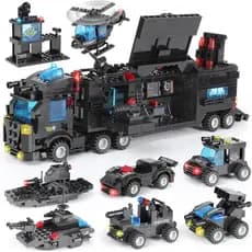 Conjunto de Montagem de Carro de Polícia Especial da Cidade com 1110 Peças, incluindo helicóptero, barco, delegacia de p