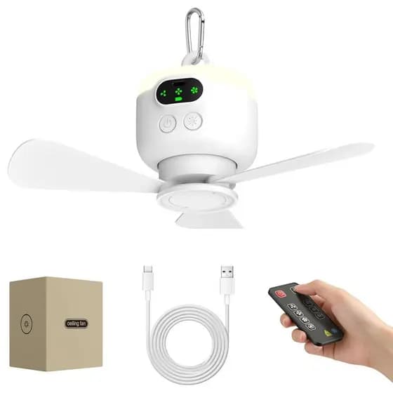 Ventilador portátil para barracas, ventilador alimentado por bateria de 8000mAh, ventilador recarregável para RV, 3 lâmi