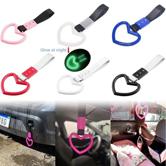 JDM Cinto Estático De Carro Em Forma De Coração Anéis De Advertência Decorativos Anel Do Pára-Choque Traseiro Interior P