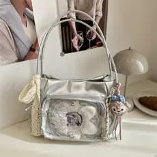 Ita Bag Bolsa tote com fitas inspirada no balé japonês, bolsa tote de grande capacidade com tema de anime para meninas