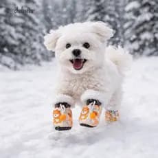 DELMER 4 Peças/set Botas De Neve Para Cães , Sapatos Antiderrapantes Ajustáveis Com Sola Macia De Algodão Animais De Est