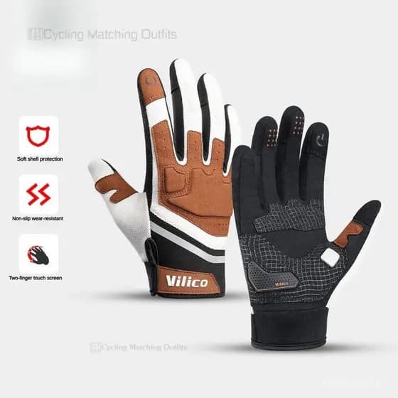 Luvas de Motocicleta, Luvas de Ciclismo de Montanha, Luvas de Dedo Longo para Esportes ao Ar Livre, Antiderrapantes, Res