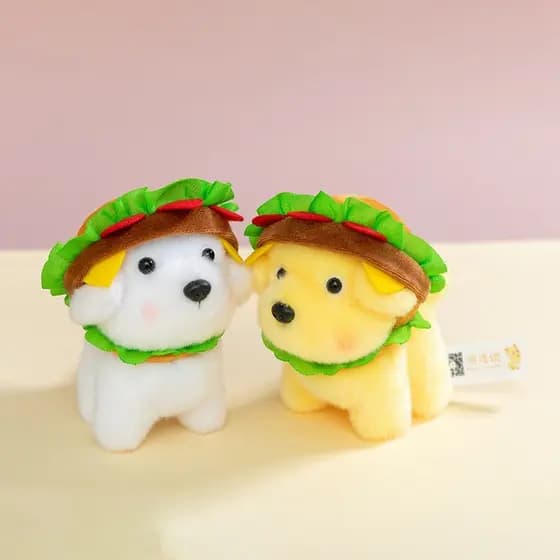 Bonito Hambúrguer West Highland Cão Urso Chaveiro De Pelúcia Mini Brinquedo Pingente Para Mochila Saco Decoração Present