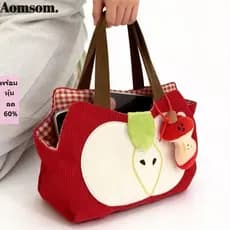 Bolsa De Ombro AOMSOM , Vermelha De Grande Capacidade Lona Fofa E Versátil De Veludo Para Mulheres Meninas