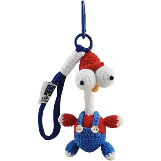 Chaveiro De Crochê Com Pescoço Longo E Olho Arregalado-Pelúcia De Frango Olhos De Insetos Feito À Mão , Presente De Anim