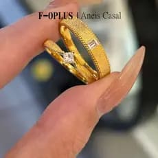 Anel De Casal Namoro De Casamento Ajustável Com Caixa CRC205