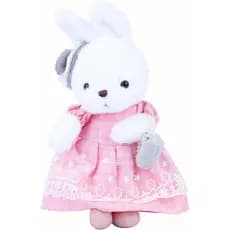 Doce Coelho Boneca Brinquedo De Pelúcia Médio Com Vestido De Renda Vintage Rosa E Chapéu Elegante Kawaii Macio Hugggable